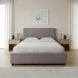 Κρεβάτι Olmo  βελούδινο με αποθηκευτικό χώρο χρώμα γκρι 150x200εκ.