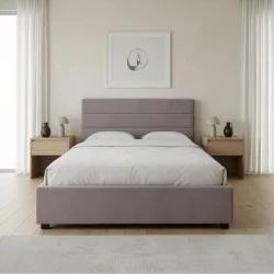 Κρεβάτι Olmo  βελούδινο με αποθηκευτικό χώρο χρώμα γκρι 150x200εκ.