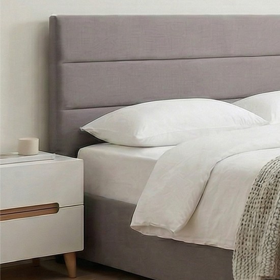 Κρεβάτι Olmo  βελούδινο με αποθηκευτικό χώρο χρώμα γκρι 150x200εκ.