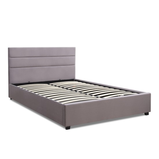 Κρεβάτι Olmo  βελούδινο με αποθηκευτικό χώρο χρώμα γκρι 150x200εκ.
