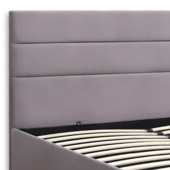 Κρεβάτι Olmo  βελούδινο με αποθηκευτικό χώρο χρώμα γκρι 150x200εκ.
