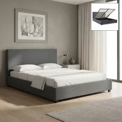 Κρεβάτι Verona  υφασμάτινο με αποθηκευτικό χώρο χρώμα ανθρακί 160x200εκ.