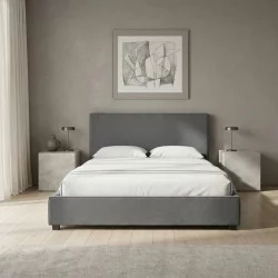 Κρεβάτι Verona  υφασμάτινο με αποθηκευτικό χώρο χρώμα ανθρακί 160x200εκ.