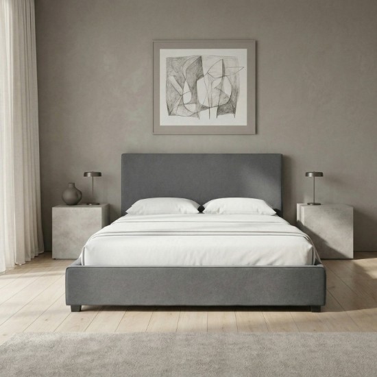 Κρεβάτι Verona  υφασμάτινο με αποθηκευτικό χώρο χρώμα ανθρακί 160x200εκ.