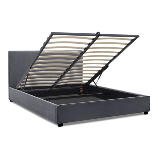 Κρεβάτι Verona  υφασμάτινο με αποθηκευτικό χώρο χρώμα ανθρακί 160x200εκ.