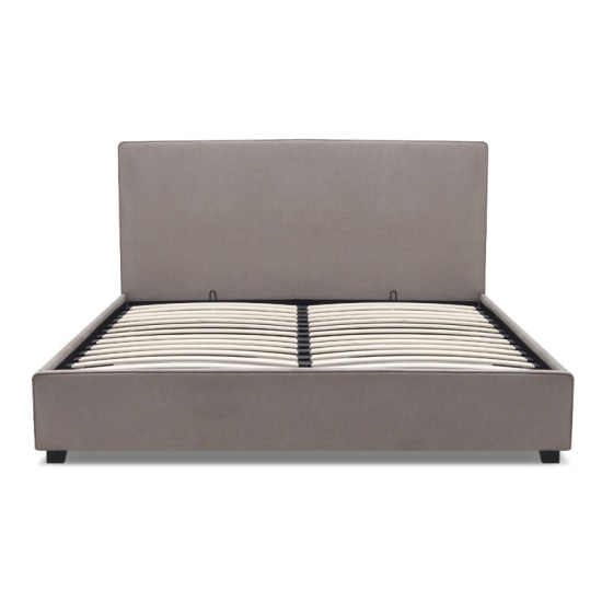 Κρεβάτι Verona  υφασμάτινο με αποθηκευτικό χώρο χρώμα γκρι - μπεζ 160x200εκ.