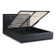Κρεβάτι Iro  από τεχνόδερμα με αποθηκευτικό χώρο χρώμα μαύρο 150x200εκ.