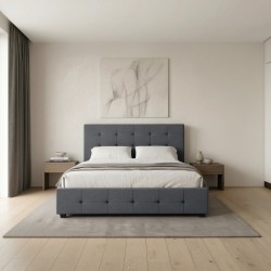 Κρεβάτι Iro  υφασμάτινο με αποθηκευτικό χώρο χρώμα ανθρακί 150x200εκ.