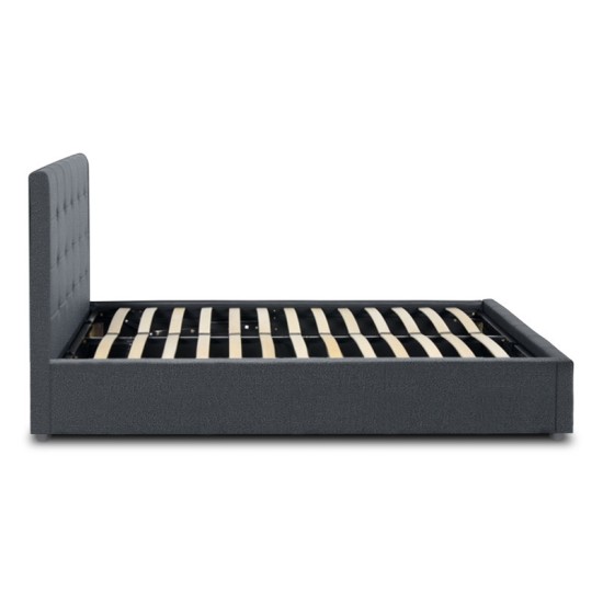 Κρεβάτι Iro  υφασμάτινο με αποθηκευτικό χώρο χρώμα ανθρακί 150x200εκ.