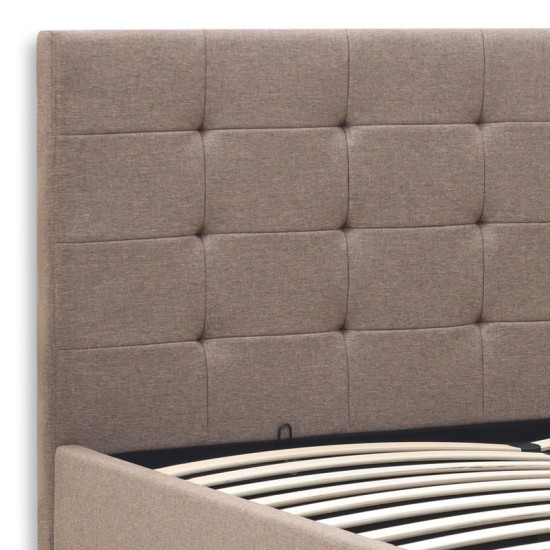 Κρεβάτι Iro  υφασμάτινο με αποθηκευτικό χώρο χρώμα μπεζ - καφέ 150x200εκ.