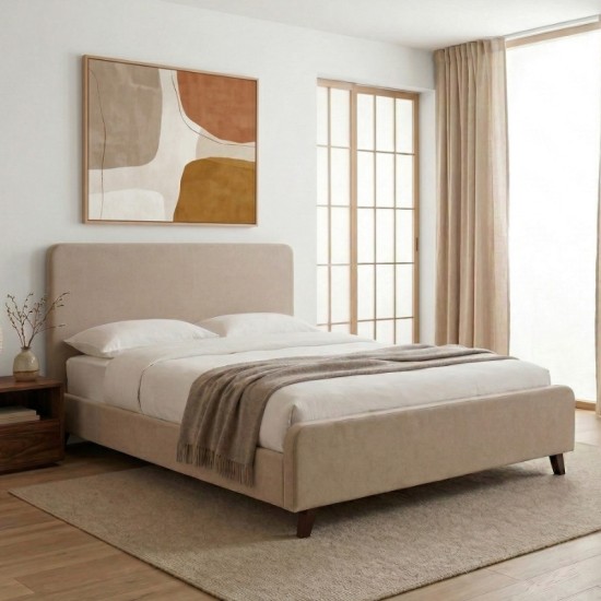 Κρεβάτι Ovelia  υφασμάτινο χρώμα μπεζ 140x190εκ.