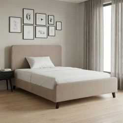 Κρεβάτι Ovelia  υφασμάτινο χρώμα μπεζ 120x200εκ.