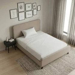 Κρεβάτι Ovelia  υφασμάτινο χρώμα μπεζ 120x200εκ.