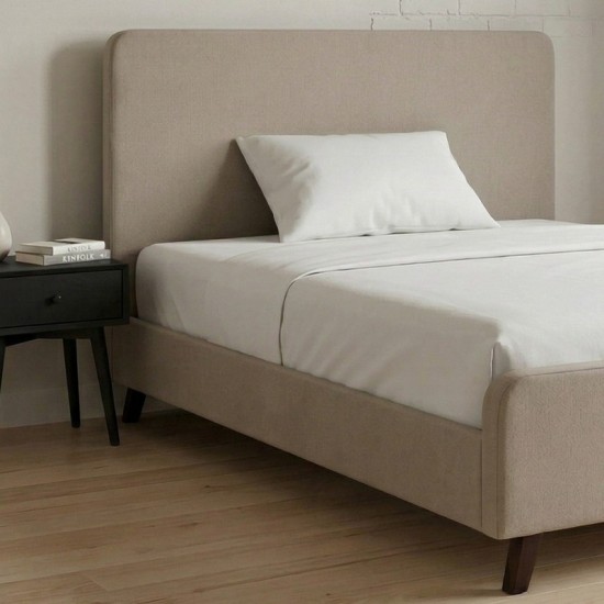 Κρεβάτι Ovelia  υφασμάτινο χρώμα μπεζ 120x200εκ.