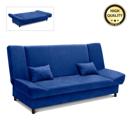 Kαναπές - κρεβάτι Tiko Plus Megapap τριθέσιος με αποθηκευτικό χώρο και ύφασμα σε μπλε 200x90x96εκ. - 0096466