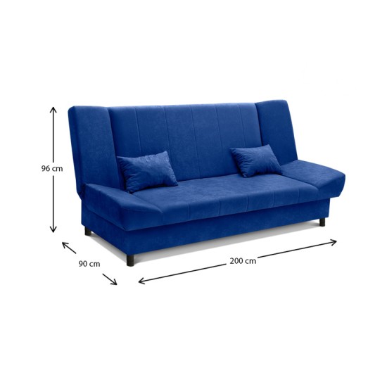 Kαναπές - κρεβάτι Tiko Plus Megapap τριθέσιος με αποθηκευτικό χώρο και ύφασμα σε μπλε 200x90x96εκ. - 0096466