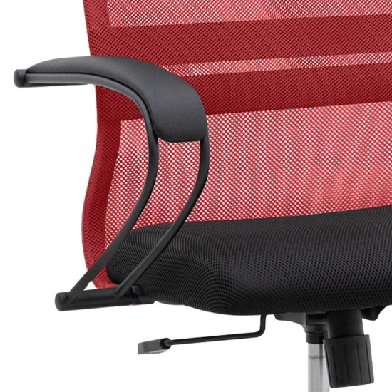 Καρέκλα γραφείου Prince Megapap με ύφασμα Mesh χρώμα κόκκινο - μαύρο 66,5x70x123/133εκ. - 0077694