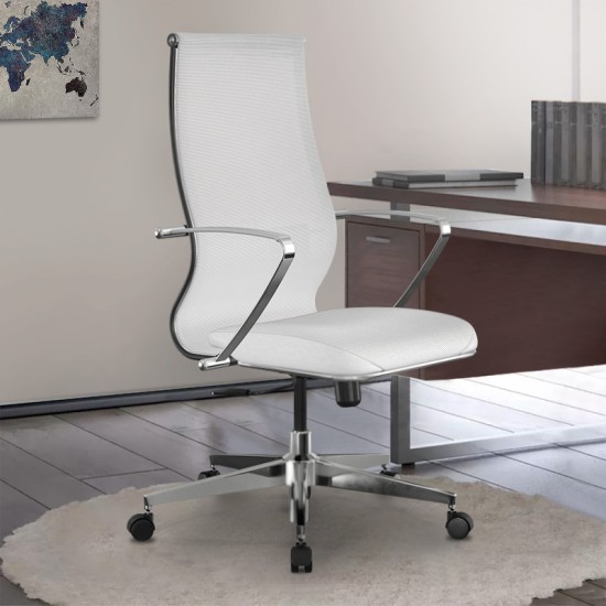 Καρέκλα γραφείου B2-163K Megapap εργονομική με ύφασμα Mesh και τεχνόδερμα χρώμα λευκό 58x70x103/117εκ. - 0234143