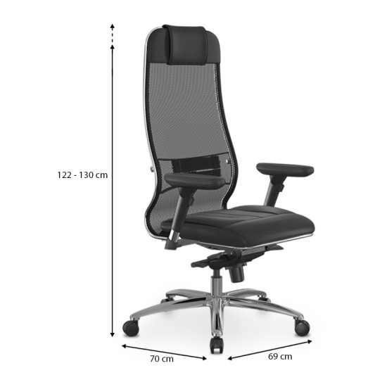 Καρέκλα γραφείου Samurai L1-2D Megapap εργονομική με ύφασμα TS Mesh και τεχνόδερμα χρώμα μαύρο 69x70x122/130εκ. - 0234146