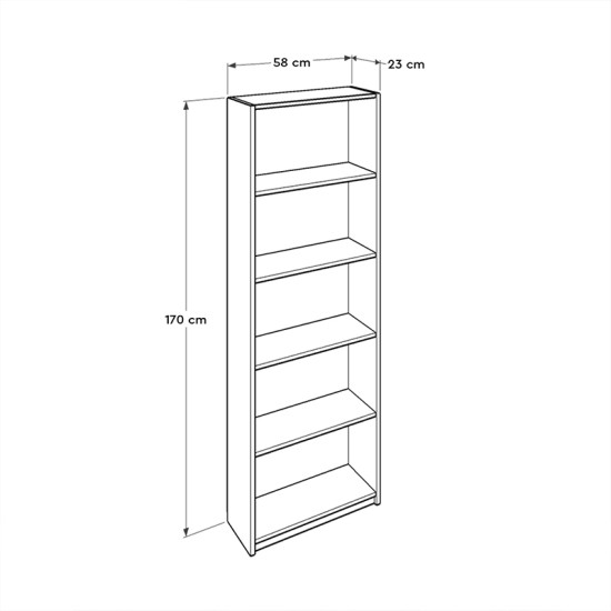 Βιβλιοθήκη μελαμίνης Max  σε χρώμα κίτρινο 58x23x170εκ.