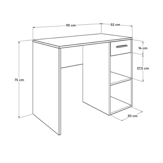 Γραφείο εργασίας Concept Pc  από μελαμίνη σε χρώμα λευκό 90x52x75εκ.