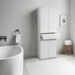 Ντουλάπα ρούχων Diamond  δίφυλλη χρώμα λευκό gloss 60x38x187εκ.