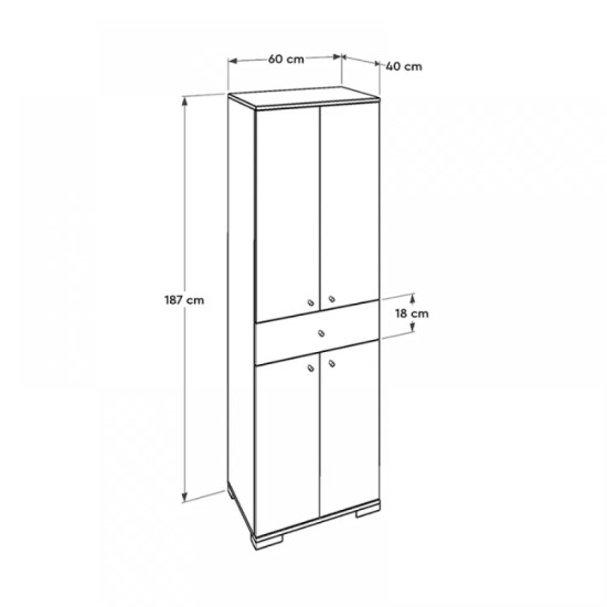 Ντουλάπα ρούχων Diamond  δίφυλλη σε χρώμα λευκό 60x38x187εκ.