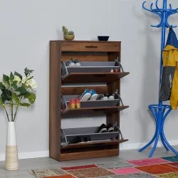 Παπουτσοθήκη Flat  18 ζεύγων χρώμα καρυδί 75x29x128εκ.