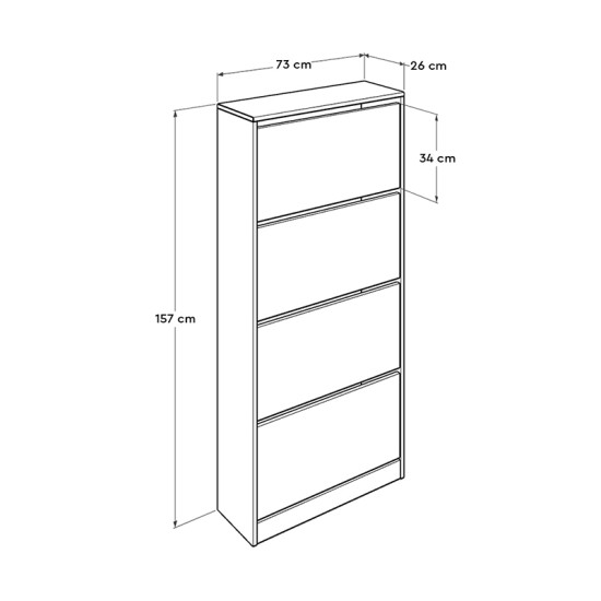 Παπουτσοθήκη μελαμίνης Flat Duo  24 ζευγών σε χρώμα λευκό 73x26x157εκ.