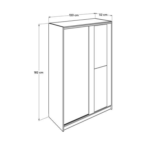 Ντουλάπα ρούχων Slide  συρόμενη με καθρέφτη σε χρώμα sonoma 120x52x182εκ.