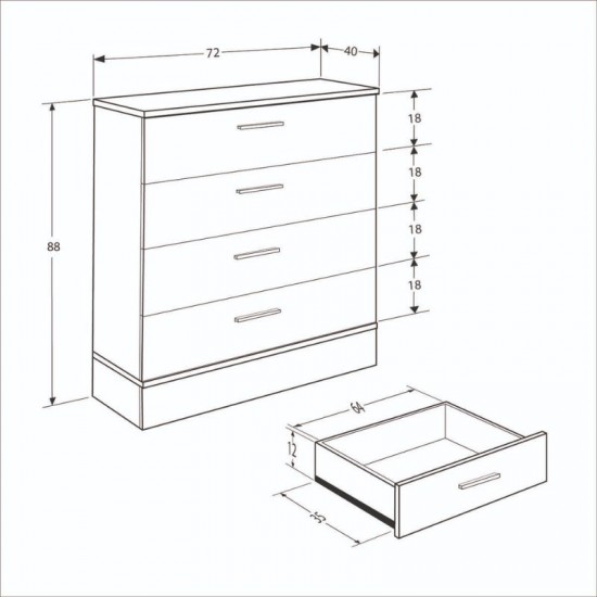 Συρταριέρα μελαμίνης Base χρώμα oak - λευκό 72x40x88εκ. Συρταριέρα μελαμίνης Base χρώμα oak - λευκό 72x40x88εκ.