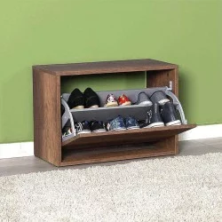 Παπουτσοθήκη 6 ζεύγων Step  χρώμα καρυδί 60x30x42εκ.