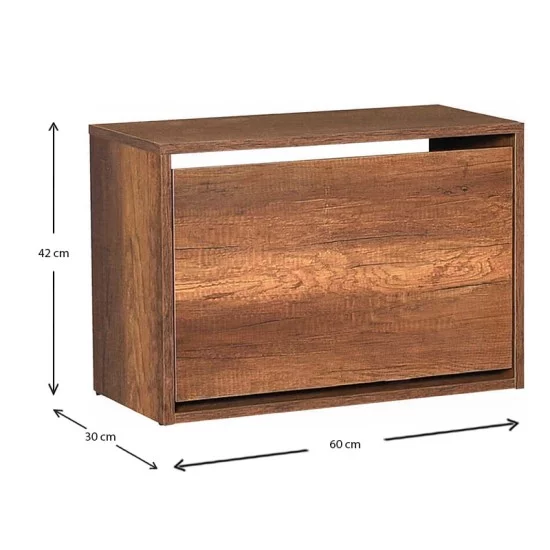Παπουτσοθήκη 6 ζεύγων Step  χρώμα καρυδί 60x30x42εκ.