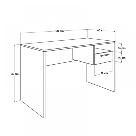 Γραφείο εργασίας Concept  χρώμα ανθρακί 120x60x75εκ.