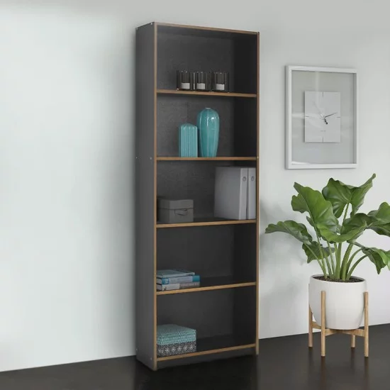 Βιβλιοθήκη Max χρώμα ανθρακί 64x26x182εκ. Βιβλιοθήκη Max χρώμα ανθρακί 64x26x182εκ.