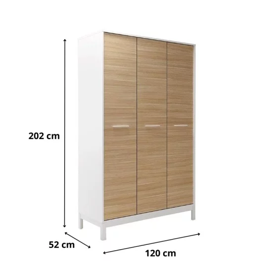 Ντουλάπα ρούχων London τρίφυλλη χρώμα oak - λευκό 120x52x202εκ. Ντουλάπα ρούχων London τρίφυλλη χρώμα oak - λευκό 120x52x202εκ.