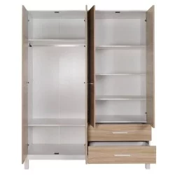 Ντουλάπα ρούχων London  τετράφυλλη με συρτάρια χρώμα oak - λευκό 159x52x202εκ.