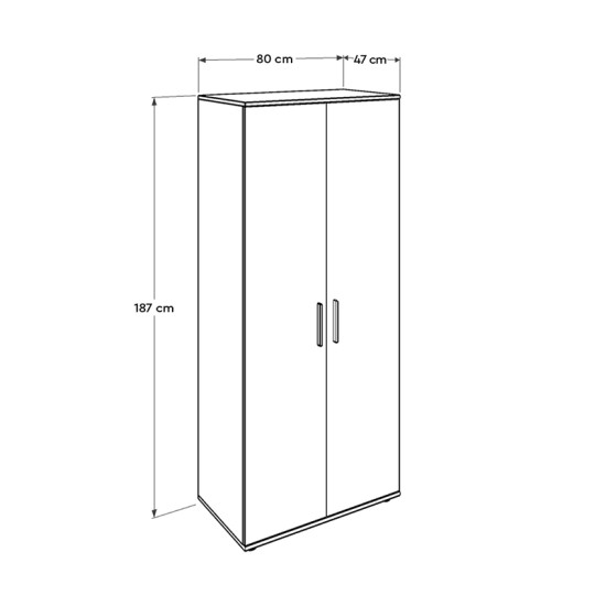 Ντουλάπα ρούχων Trendline  δίφυλλη χρώμα sonoma 80x47x187εκ. - 0252881