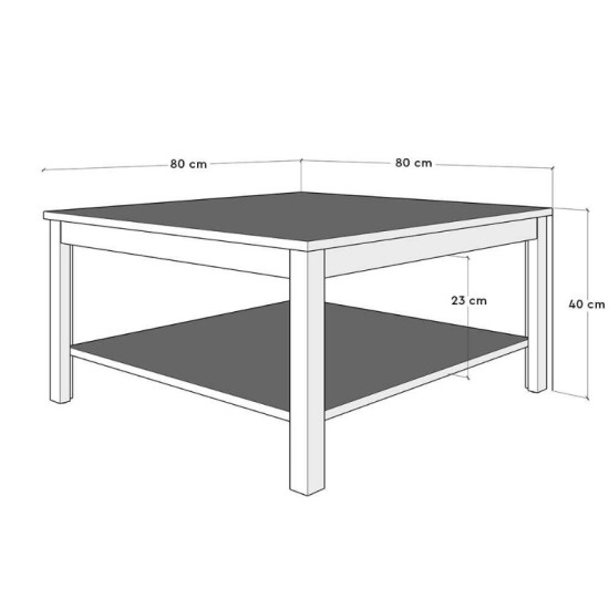 Τραπεζάκι σαλονιού Rustic  χρώμα λευκό 80x80x40εκ.