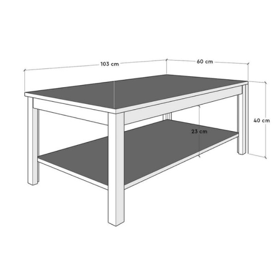 Τραπεζάκι σαλονιού Rustic  χρώμα λευκό 103x60x40εκ.