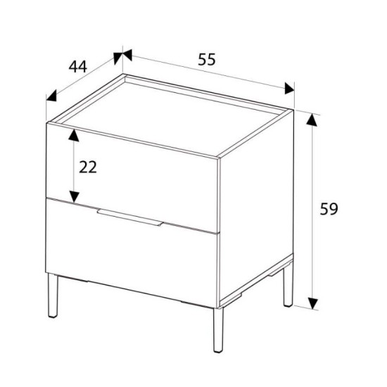 Κομοδίνο Oryana  χρώμα καρυδί 55x44x59εκ.