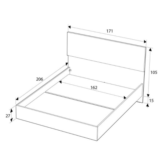 Κρεβάτι Oryana  χρώμα καρυδί 160x200εκ.