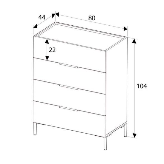 Συρταριέρα Oryana  χρώμα καρυδί 80x44x104εκ.