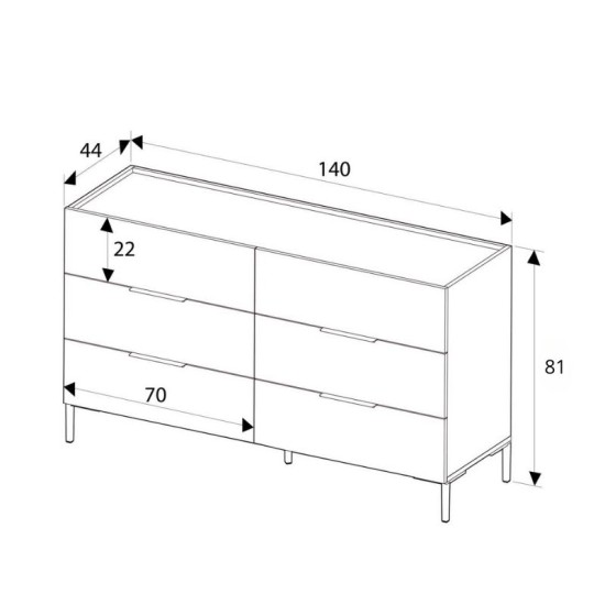 Συρταριέρα Oryana  χρώμα καρυδί 140x44x81εκ.