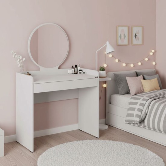 Τουαλέτα με καθρέπτη Curve  χρώμα λευκό 90x47x142εκ.