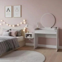 Τουαλέτα με καθρέπτη Curve  χρώμα λευκό 90x47x142εκ.