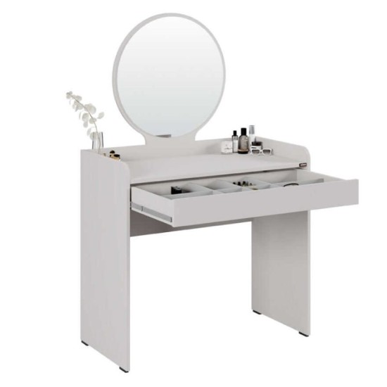 Τουαλέτα με καθρέπτη Curve  χρώμα λευκό 90x47x142εκ.