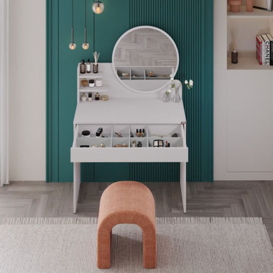 Τουαλέτα με καθρέπτη Dior  χρώμα λευκό 90x45x138εκ.