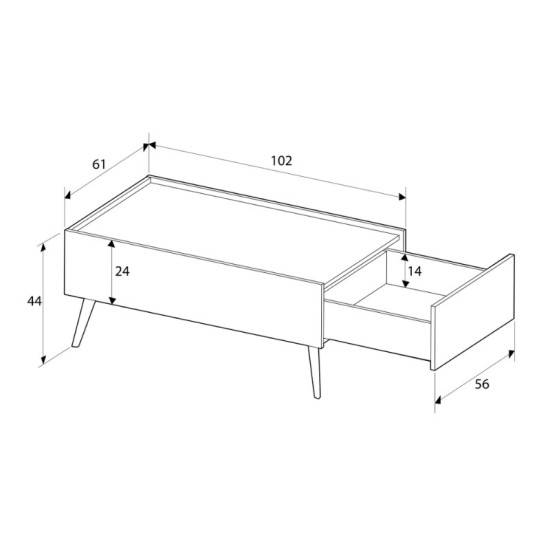 Τραπεζάκι σαλονιού Luna  χρώμα oak 102x61x44εκ.