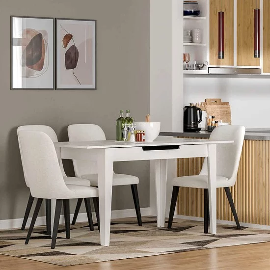 Τραπέζι Trendline  επεκτεινόμενο χρώμα λευκό 120/150x70x75εκ.